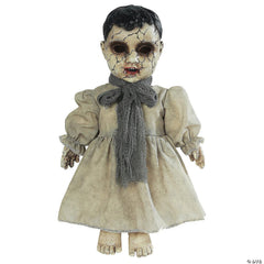 Seasonal Visions Forgotten Doll with Sound emits eerie phrases for haunted dioramas.
