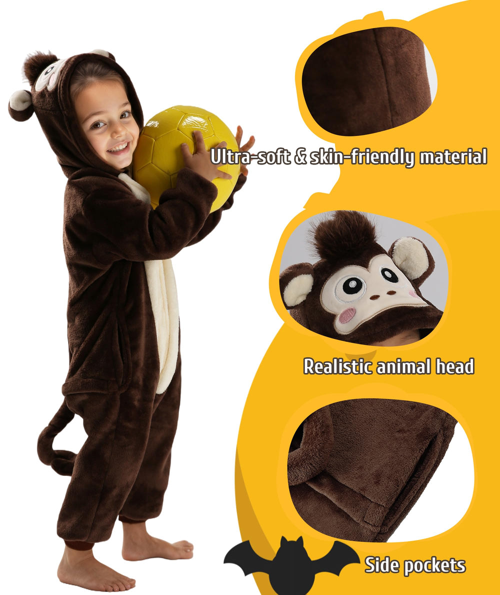 Seawhisper monkey costume shows elastic cuffs and pockets for secure play