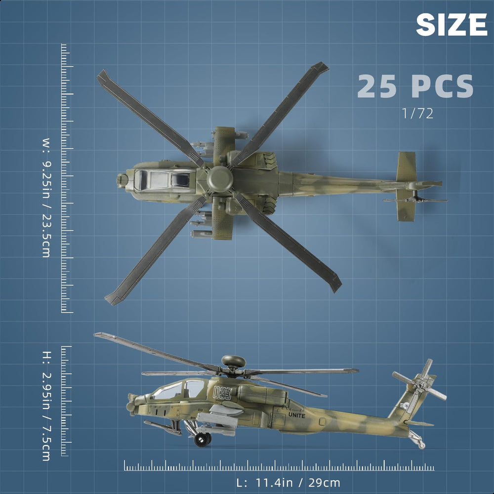 SEBUNAS AH-64 Apache side view highlighting compact scale for desk decor