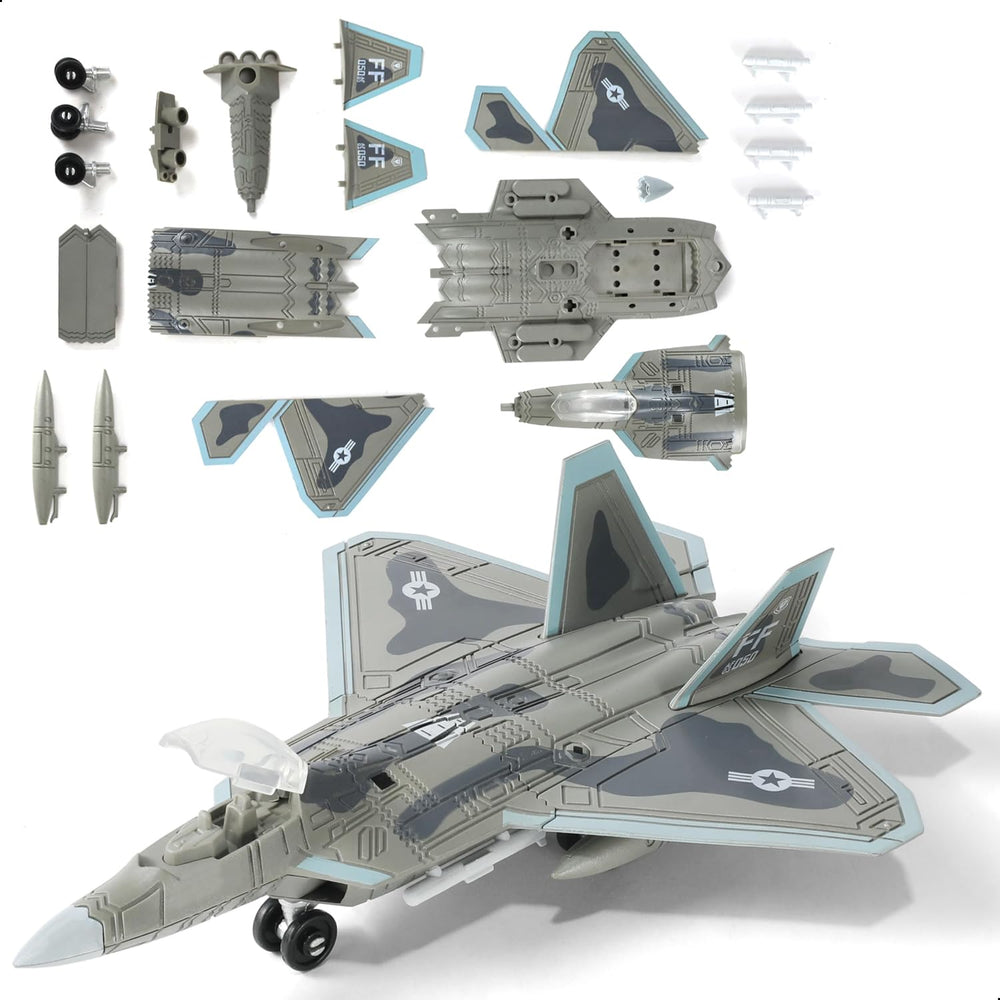 SEBUNAS F-22 Raptor model kit front view highlights detailed finish for display.