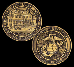 Secret Squirrel Solid Brass 2025 Marine Corps Coin, 2-inch diameter, a memorable Birthday Ball keepsake