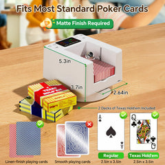Seektain automatic card dealer side panel highlighting compact footprint for casual rooms