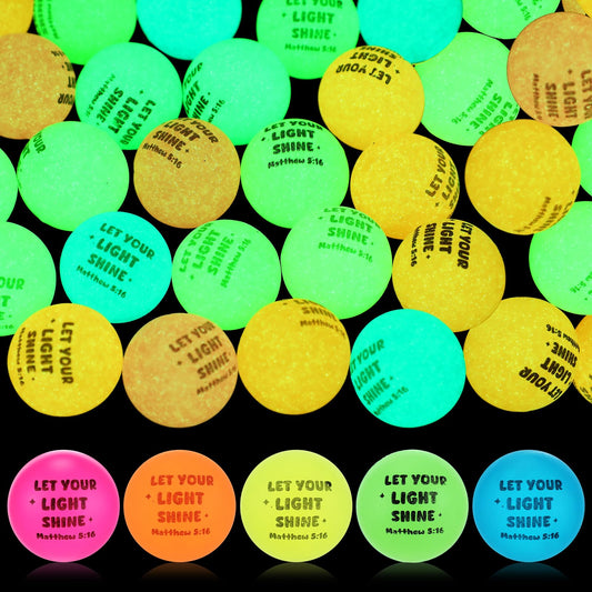 Seenelling Christian glow balls pack with Bible verses for gifts and classroom activities.