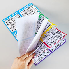 SEETOOOGAMES bingo sheets glued together for fast setup and multi-round play