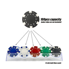 SEETOOOGAMES chip rack close-up shows sturdy acrylic storage