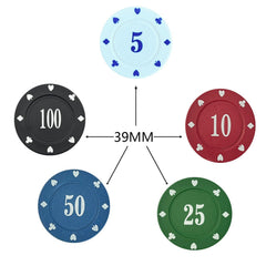SEETOOOGAMES velvet bag containing the 125 poker chips for organized travel