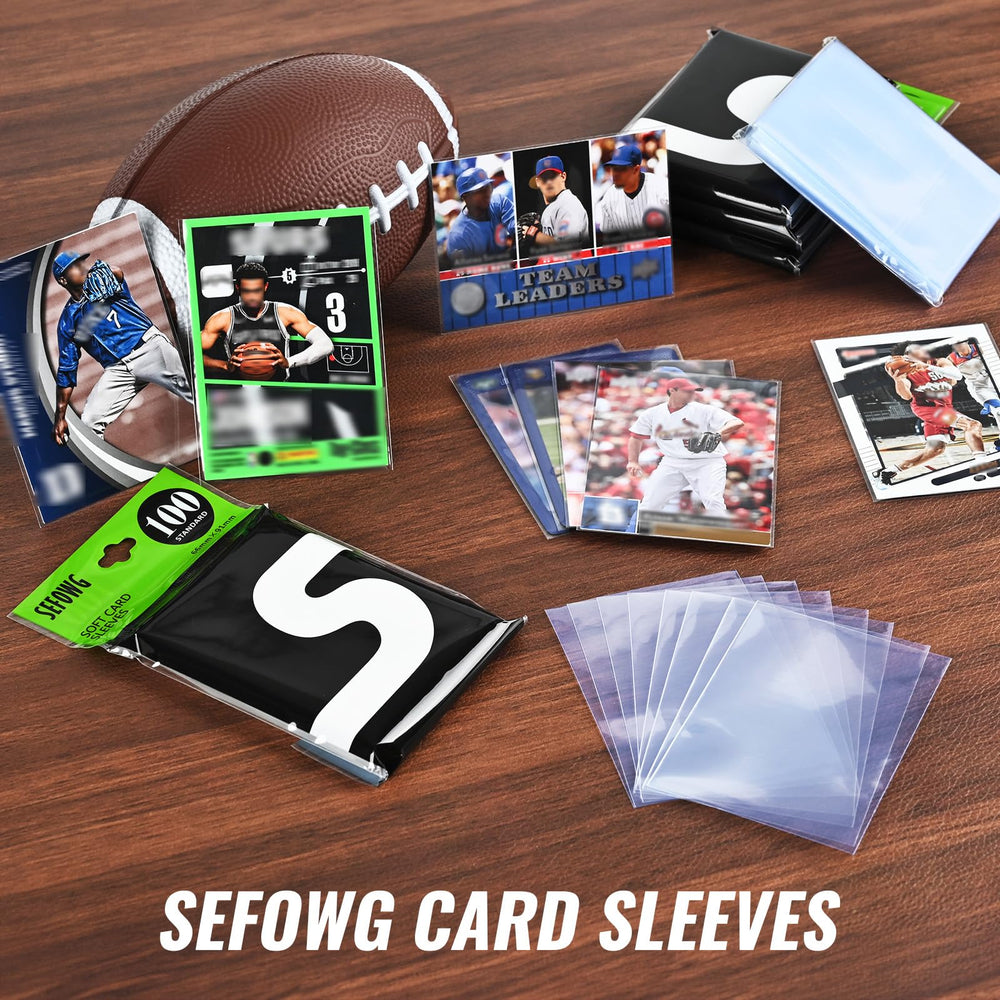 SEFOWG standard 66x91mm sleeves fit most trading and sports cards securely.
