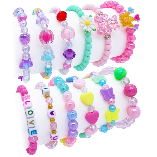 SIELEVIN 12-piece kids bracelets with flower and butterfly designs for playful dress-up