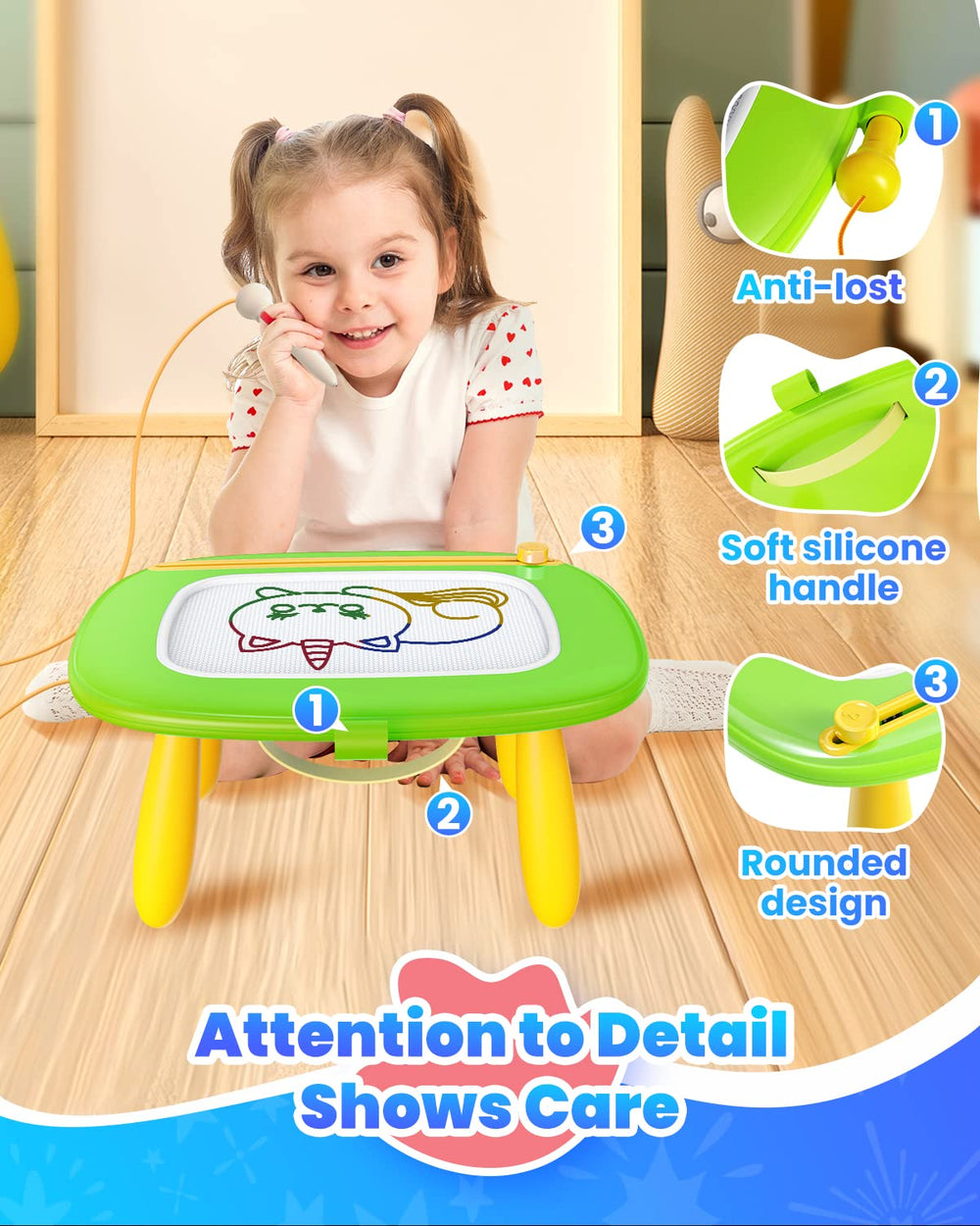 Colorful shapes and illustrations encourage exploration and play.