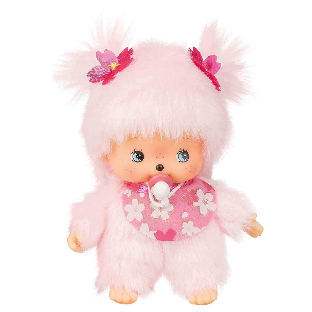 Sekiguchi Monchhichi Bebichichi Sakura features pastel hair flowers for playful styling.