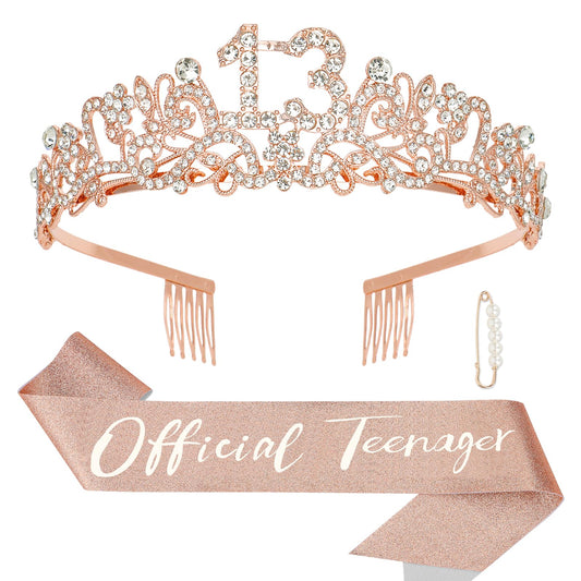 Semato 13th birthday crown with rhinestones shines for photos and parties.