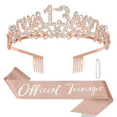 Semato 13th birthday crown with rhinestones shines for photos and parties.