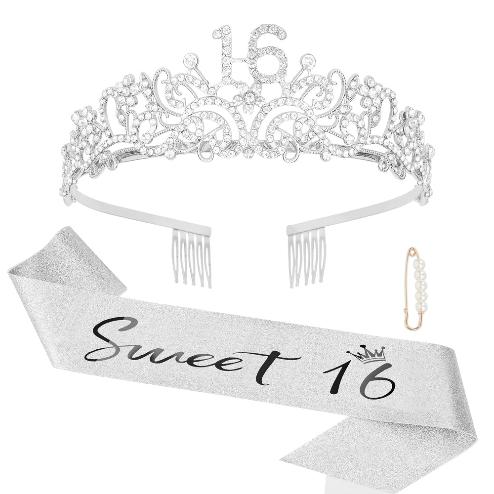 Semato birthday crown with rhinestones for sparkling photos