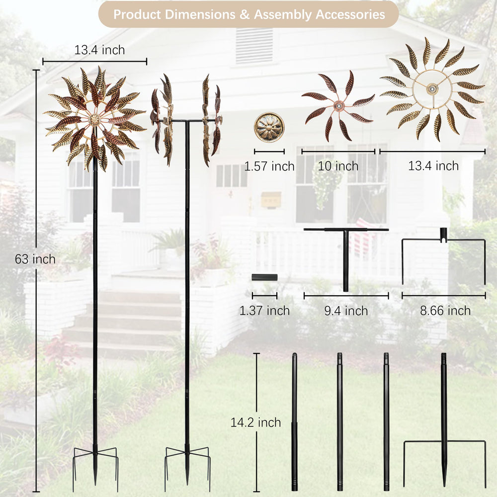 Senflame wind spinner large-dims 63-inch-tall 13-4-inch-wide demonstrates bold presence.