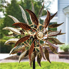 Senflame wind spinner two-layer flower detail enhances garden focal point.