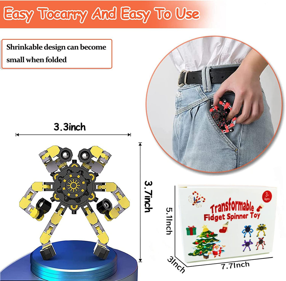 Sengtin deformable fidget spinner chains with six joints and long spin time.