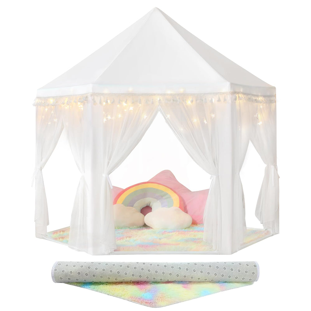 Senodeer Princess Tent with castle design creates an imaginative indoor play space.