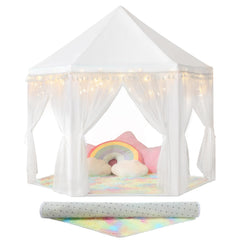 Senodeer Princess Tent with castle design creates an imaginative indoor play space.