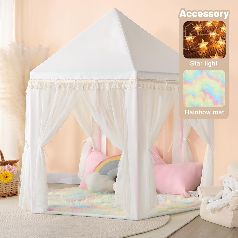 Senodeer princess tent rainbow rug adds soft comfort with non-slip backing for cozy romps.