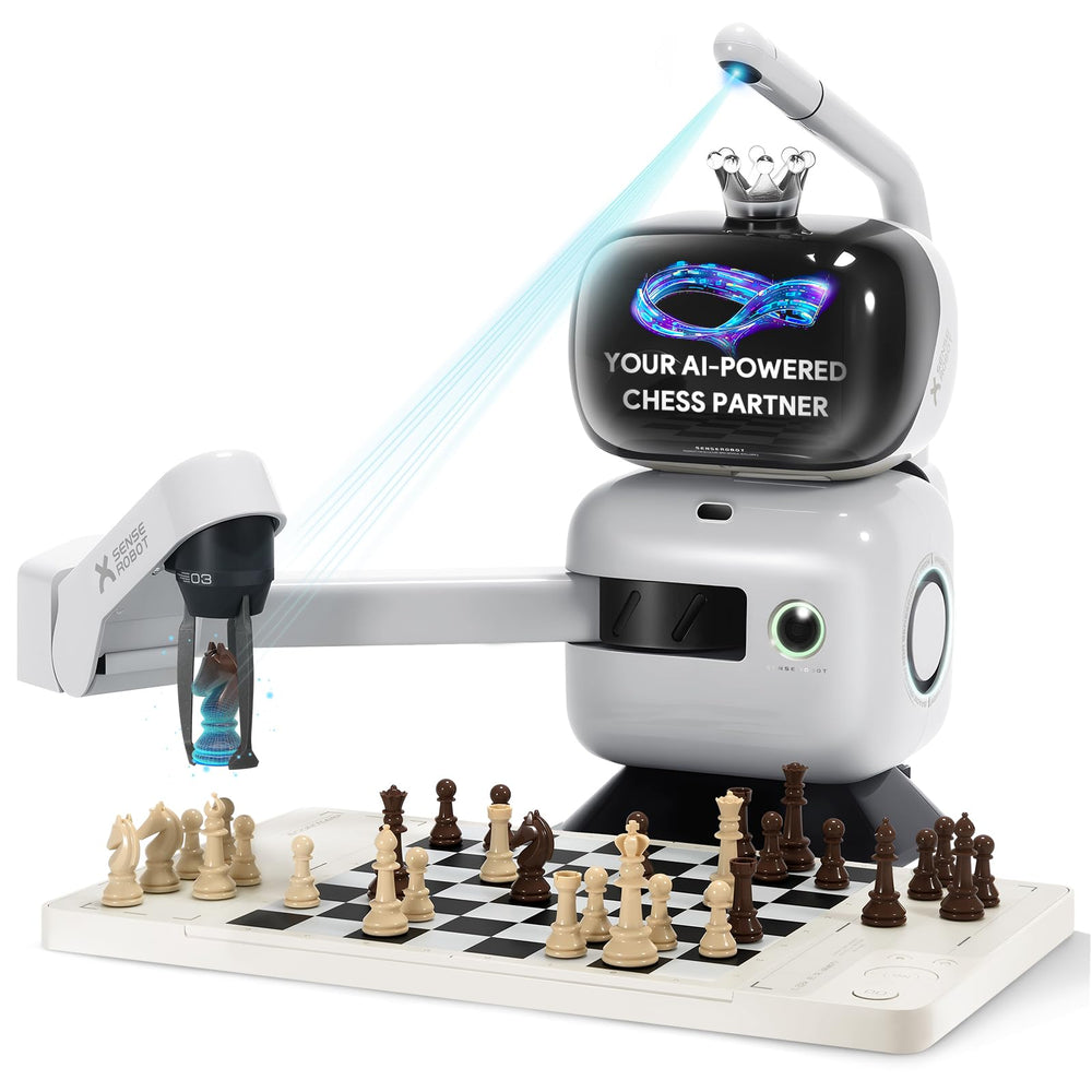 Sense Robot AI Chess Robot shows precise robotic-arm placement for smooth, immersive gameplay.