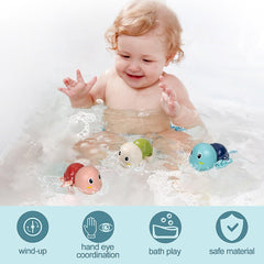 SEPHIX blue turtle swim toy in bath promoting cooperative play