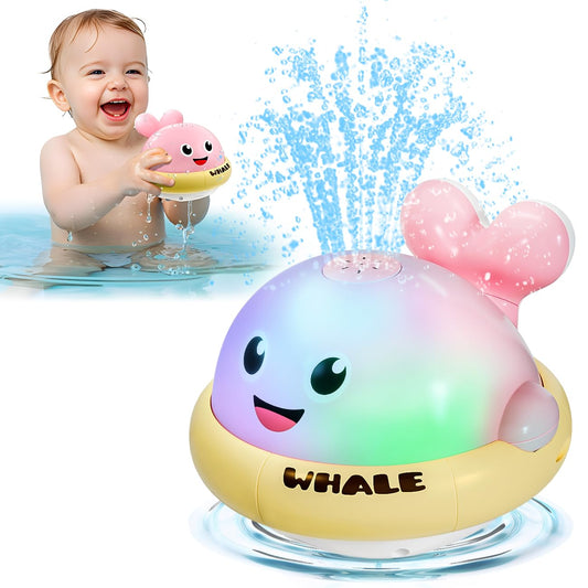 SEPHIX Whale Bath Toy in pink enhances sensory bath time.