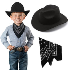 SeptCity kids cowboy hat in black close-up showing adjustable fit for comfort