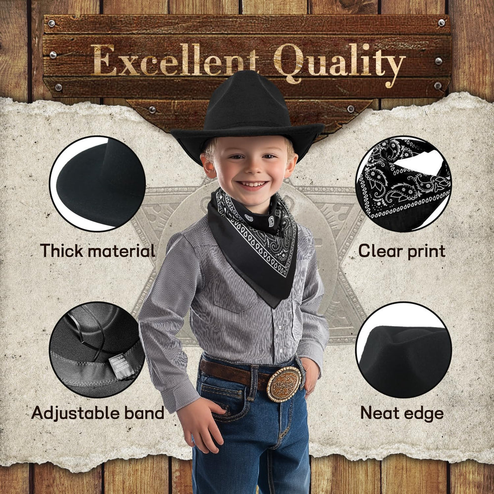Child wearing SeptCity hat and bandana for imaginative Wild West play
