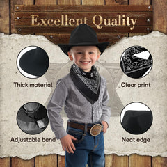 Child wearing SeptCity hat and bandana for imaginative Wild West play