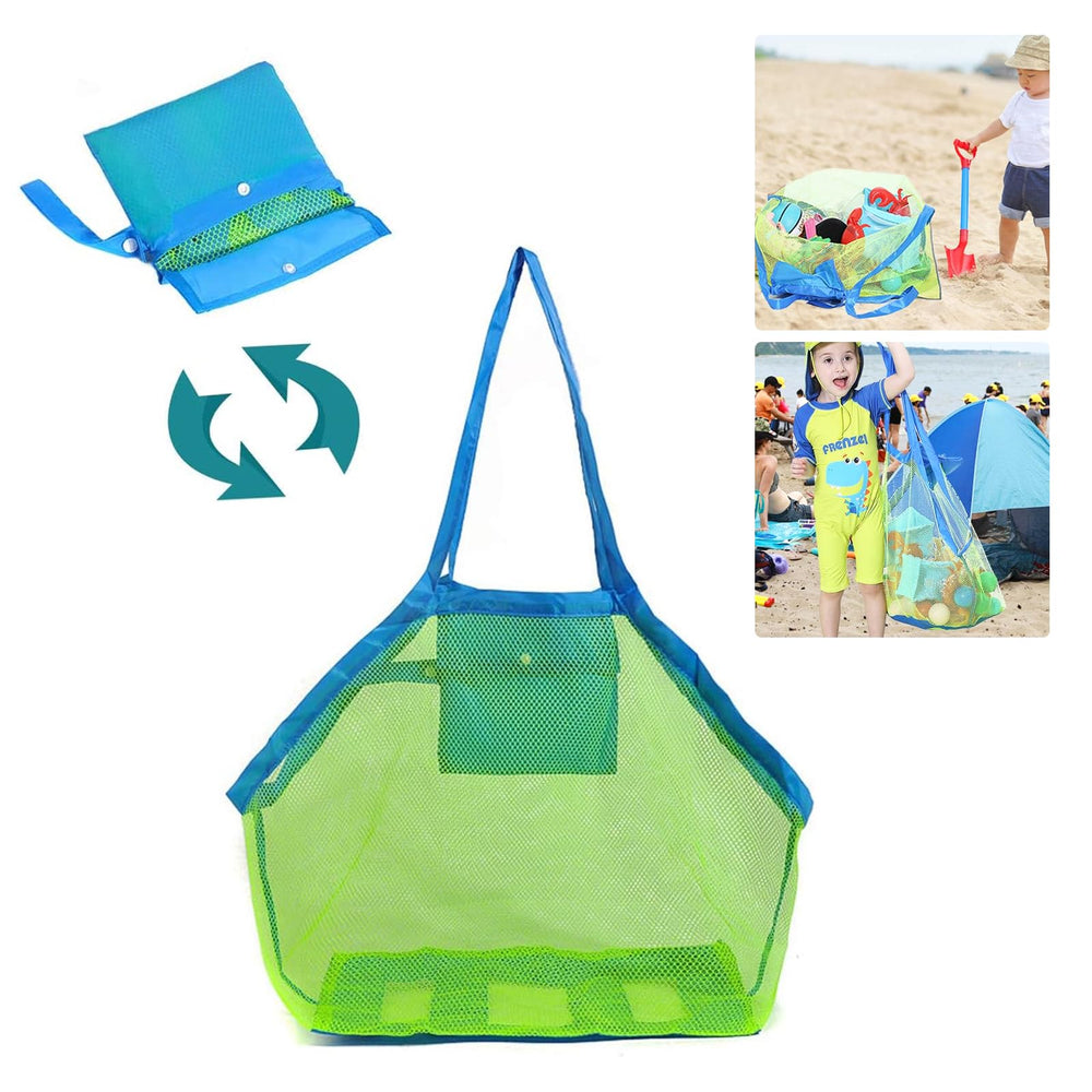 Septo mesh beach bag compact folded view shows portable design for easy storage.