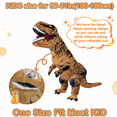 Servllcell inflatable dino costume head detail, shows vivid T-Rex design.