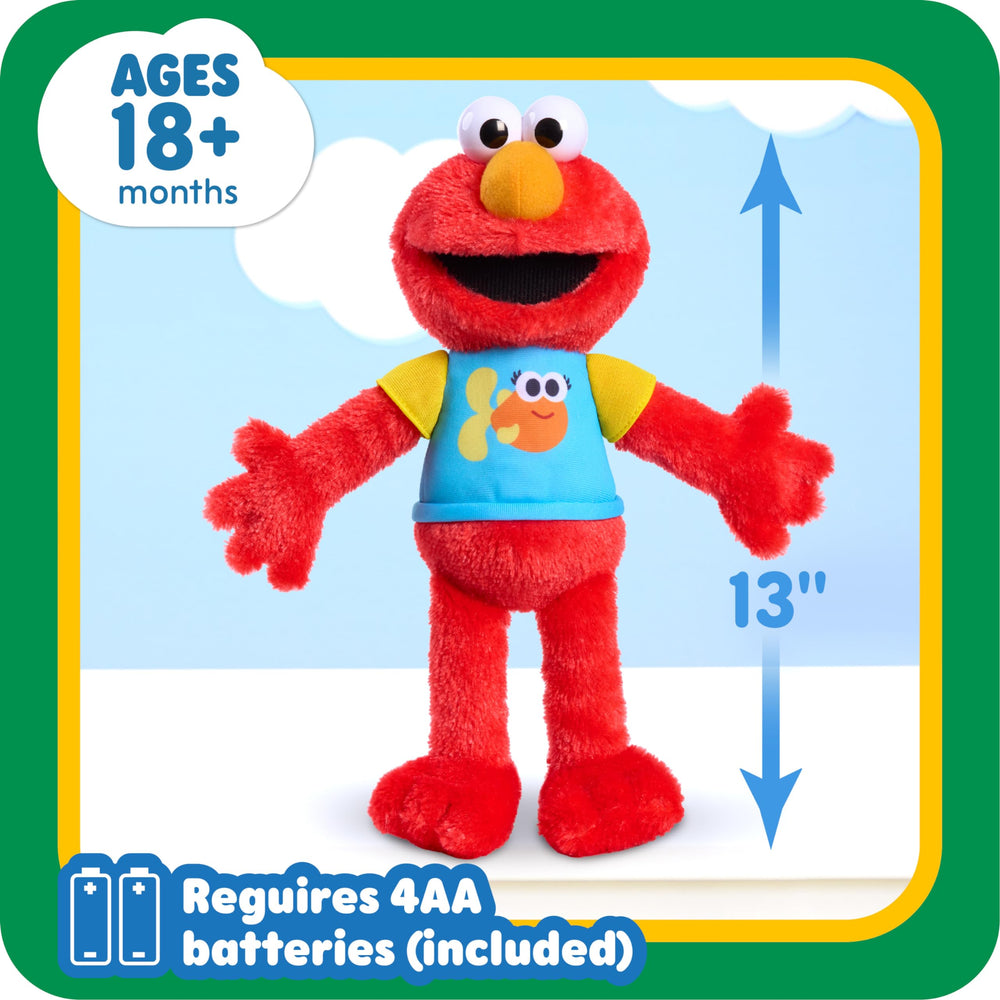 Soft Elmo plush with recycled-fill for cozy hugs and sustainability