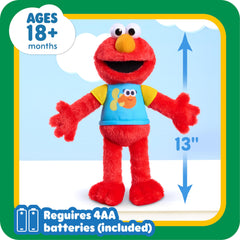 Soft Elmo plush with recycled-fill for cozy hugs and sustainability