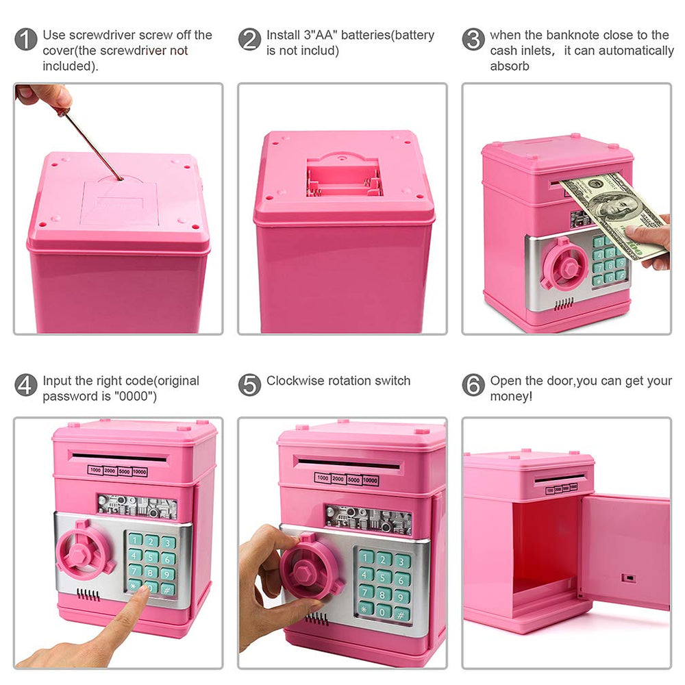 Setibre Piggy Bank high capacity storage keeps coins and papers organized