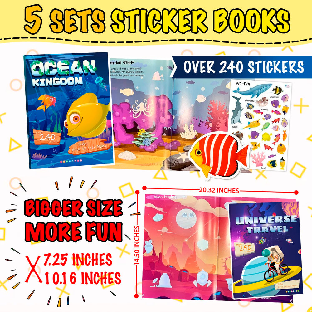 Sets of 5 Dinosaur Park sticker book cover sparks exploration and early problem-solving.
