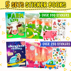 Sets of 5 Farm Life sticker book cover supports quiet time and creative storytelling.
