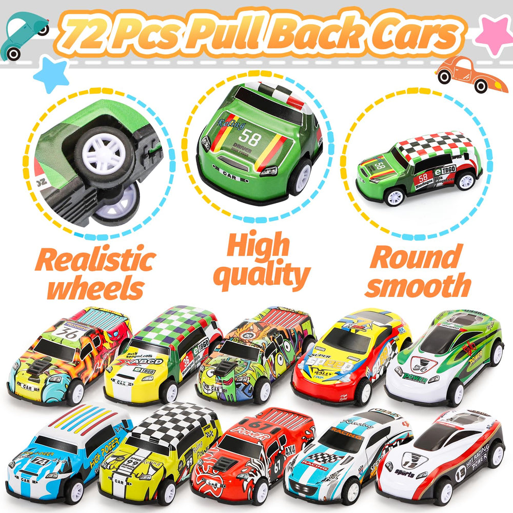SevenQ colorful toddler toy cars in a mixed assortment for imaginative play.