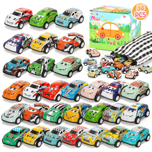 SevenQ pull-back cars set for indoor play and imaginative racing.