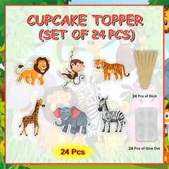 Seyal Jungle Safari Cupcake Topper enhances dessert tables with cohesive visuals.