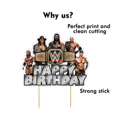 Seyal WWWE boys' WWE party setup topper complements themed celebrations.