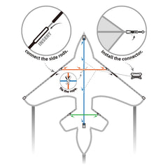 SGftre airplane kite features a colorful pattern for high visibility and fun.