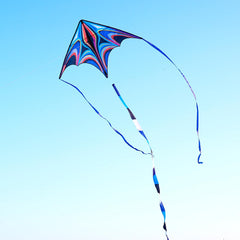 SGftre blue large delta kite ready for high-altitude flights.