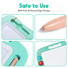Curved pen tip design for comfortable, safe drawing by kids