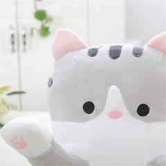 Shangman Lovely Plush Cat Doll 90cm side view emphasizes long hugging pillow design for lounge.