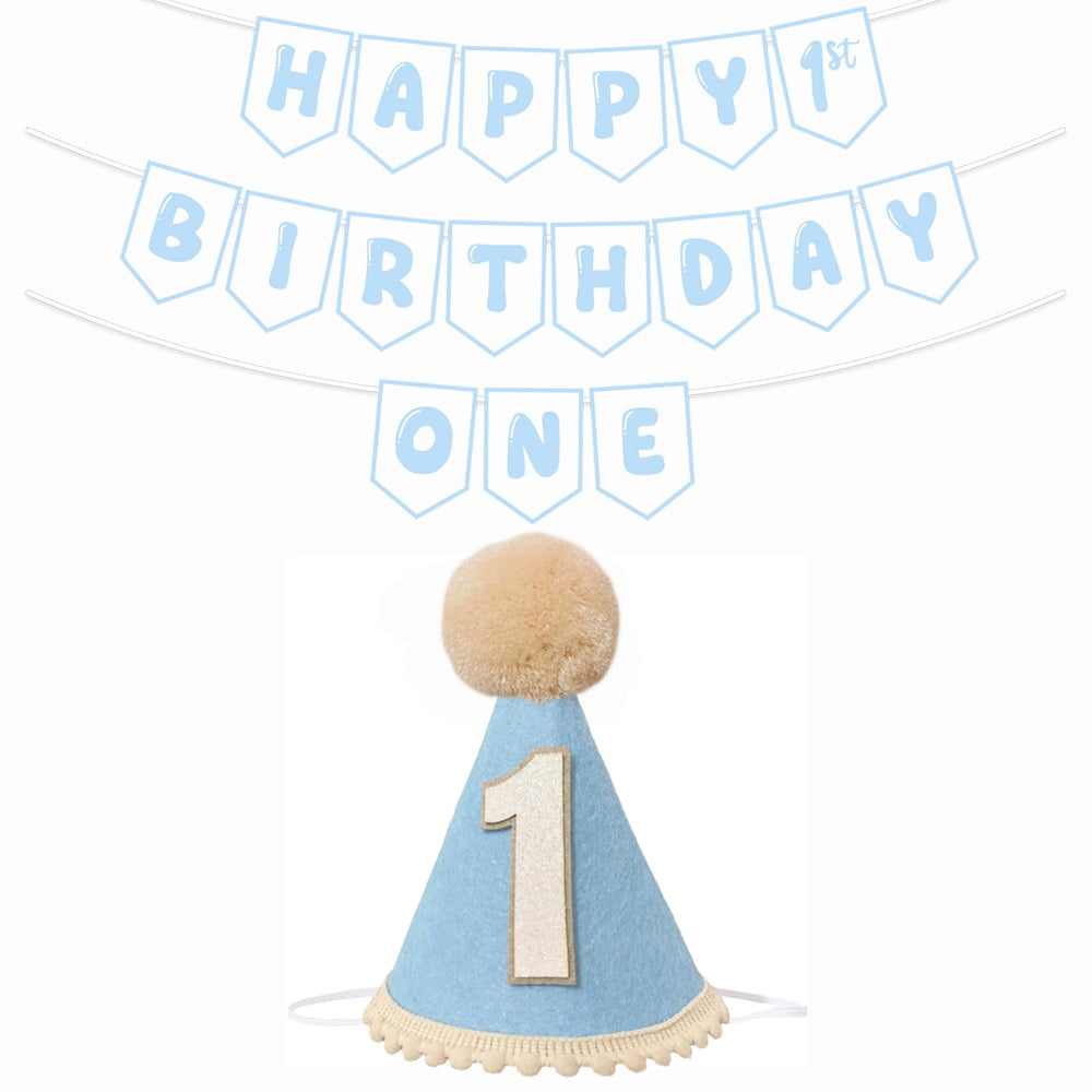 Shanmorine blue 1st birthday hat for baby boy photos