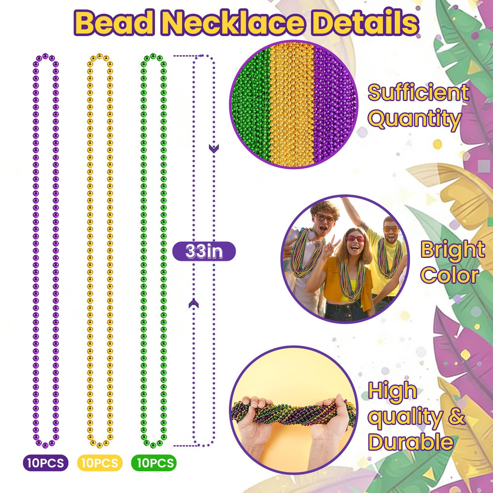 SHAOQINLIN 33-inch metallic Mardi Gras beads upgrade costumes and crowd toss moments.
