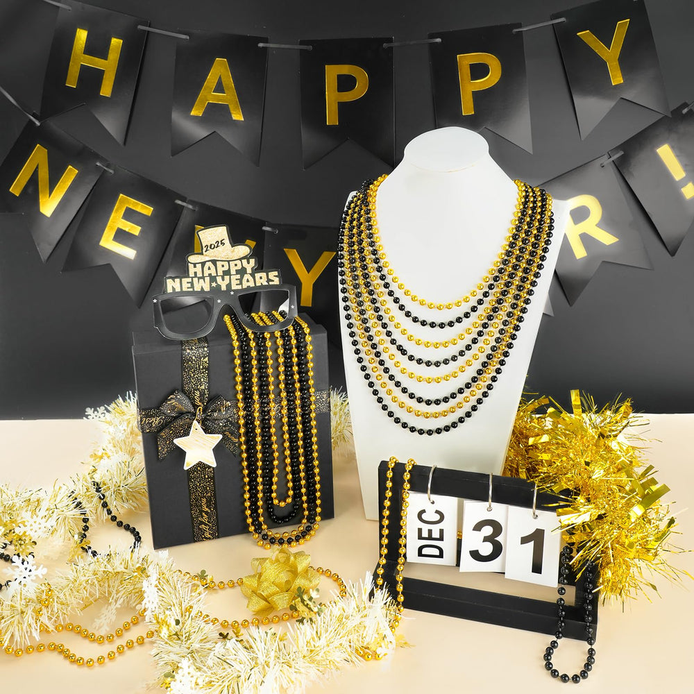 SHAOQINLIN gold and black party beads, lightweight jewelry for events.