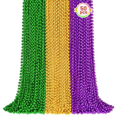 SHAOQINLIN Mardi Gras beads necklace in 33 inch metallic purple green gold for parade outfits
