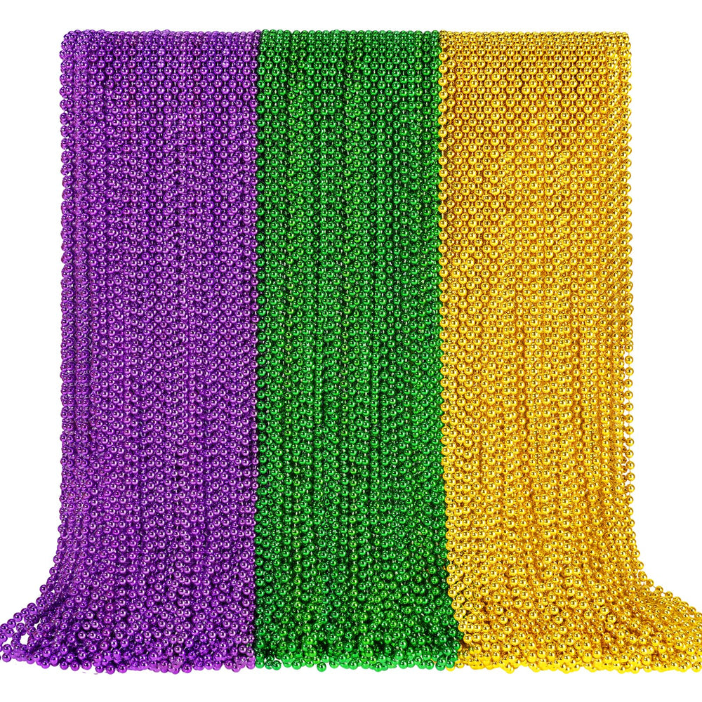 SHAOQINLIN Mardi Gras beads gold 33-inch necklace for parade throws.