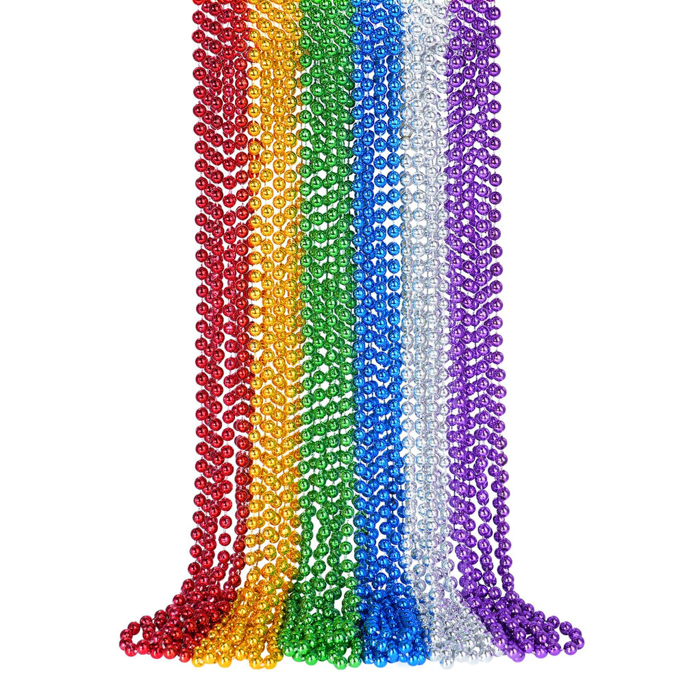 SHAOQINLIN Mardi Gras beads necklace 12-pack in vibrant colors for festive events.